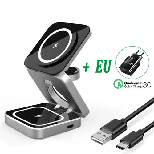 ⚡ 3‑in‑1 Magnetic Wireless Charging Station