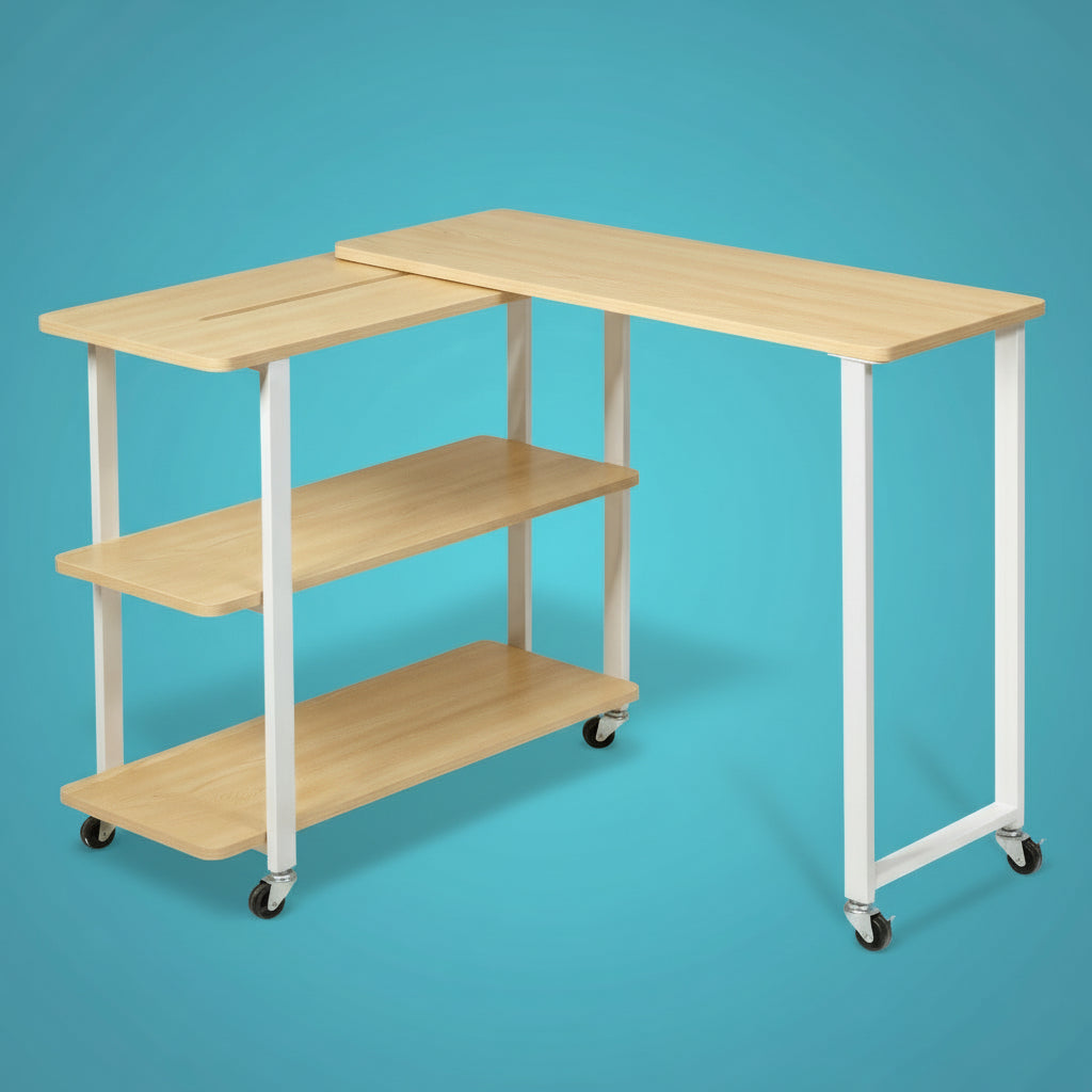 360° Rotating Computer PC Desk – Corner Table with Storage