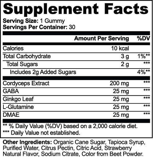 Cordyceps Energy Gummies - product information graphic