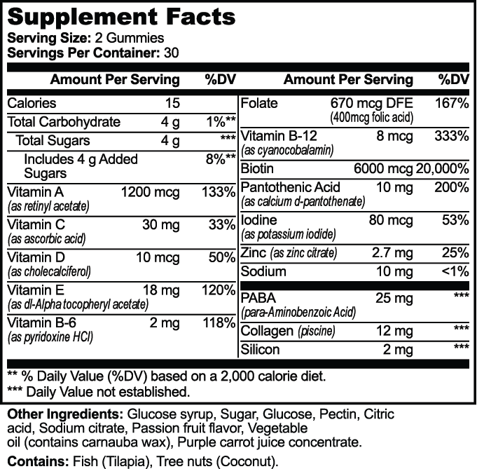 Hair, Skin & Nails Gummies - product information graphic