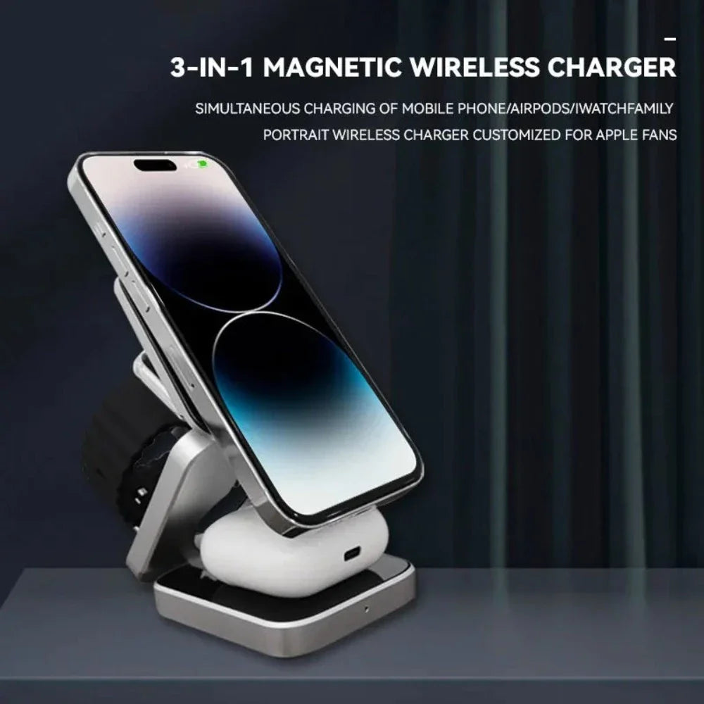 ⚡ 3‑in‑1 Magnetic Wireless Charging Station