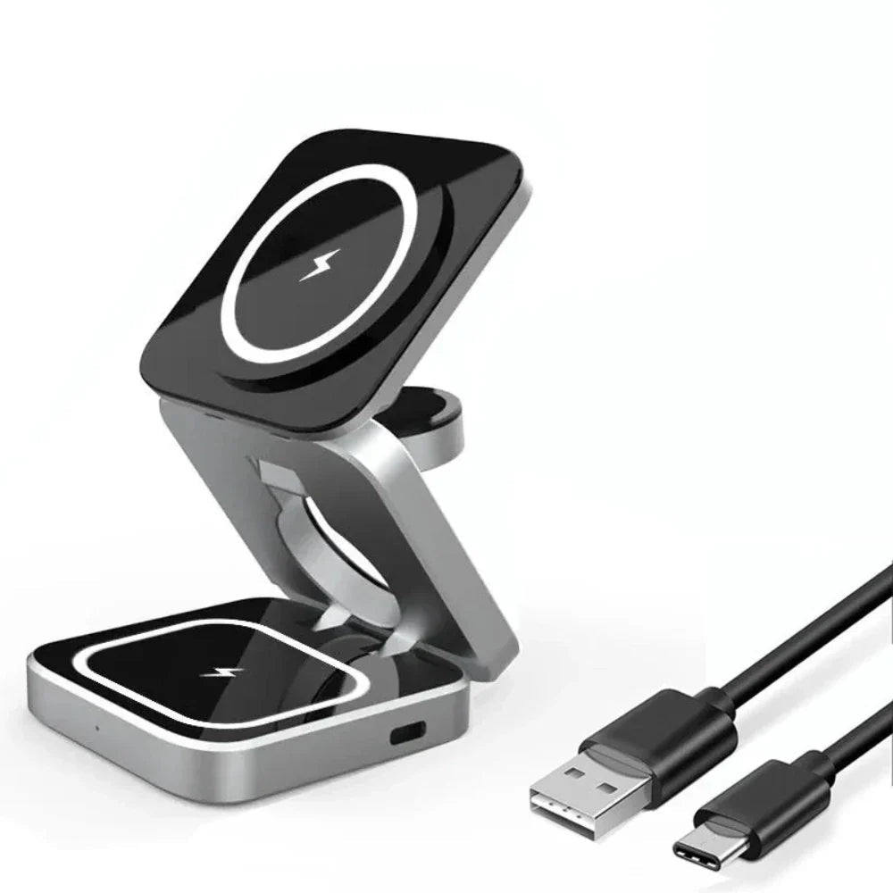 ⚡ 3‑in‑1 Magnetic Wireless Charging Station