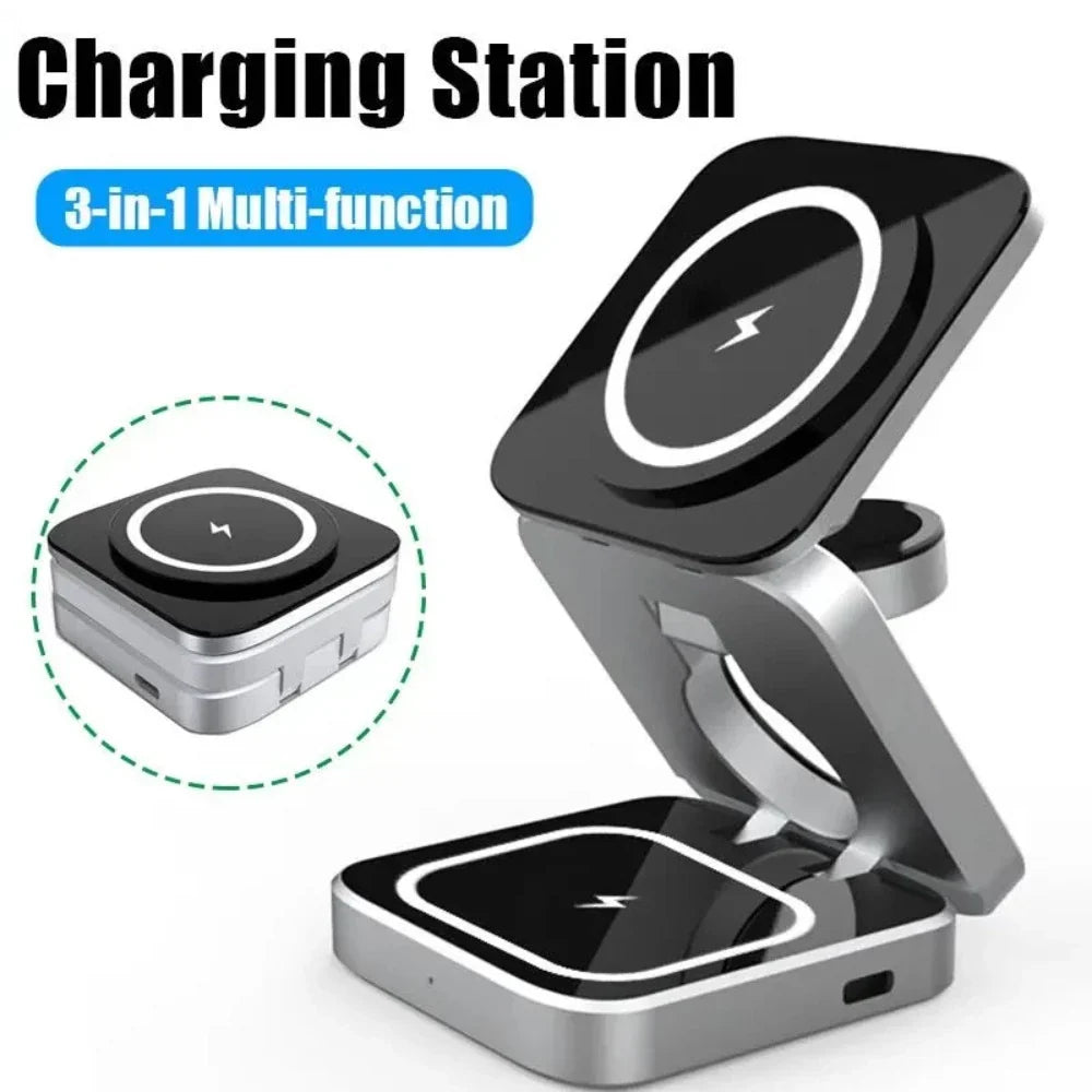 ⚡ 3‑in‑1 Magnetic Wireless Charging Station