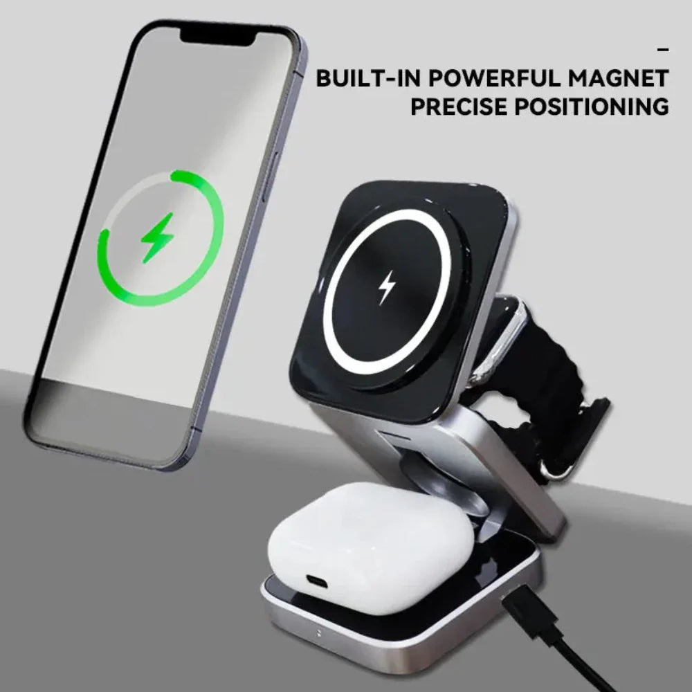 ⚡ 3‑in‑1 Magnetic Wireless Charging Station