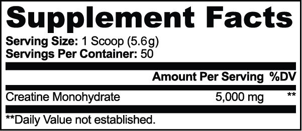 Creatine Monohydrate Powder - product information graphic