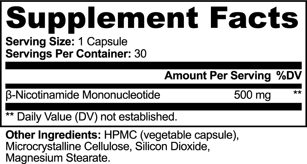 NMN Capsules - product information graphic