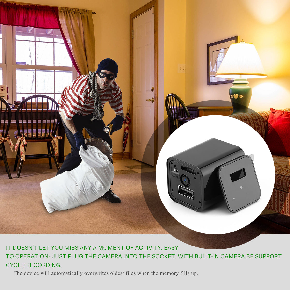 HD 1080P Hidden Camera USB Charger – Discreet Home Security
